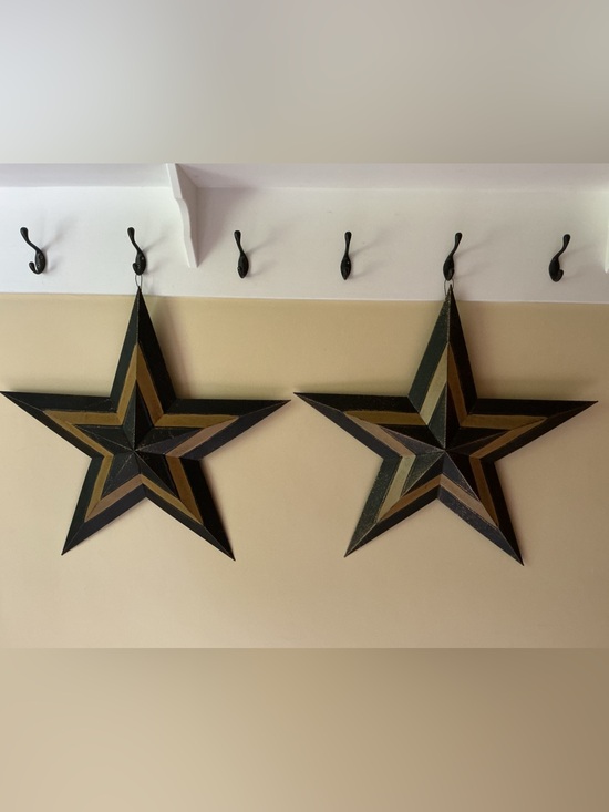 Other - Rustic Black and Gold Metal Star Wall Decor - Unbranded